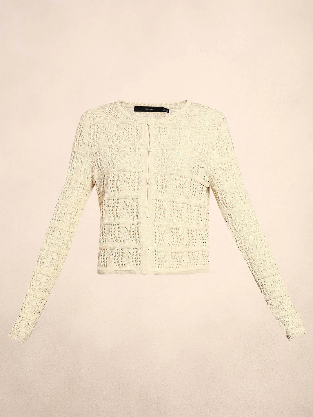 Cream Crochet Knit Cardigan - Image 7
