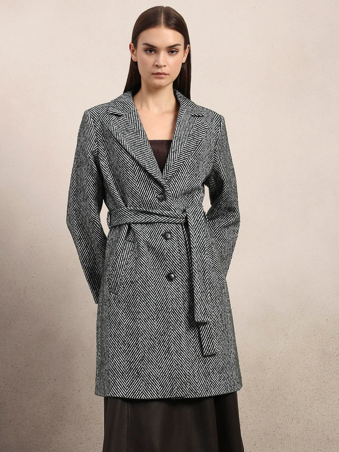 Herringbone Belted Coat - Image 2