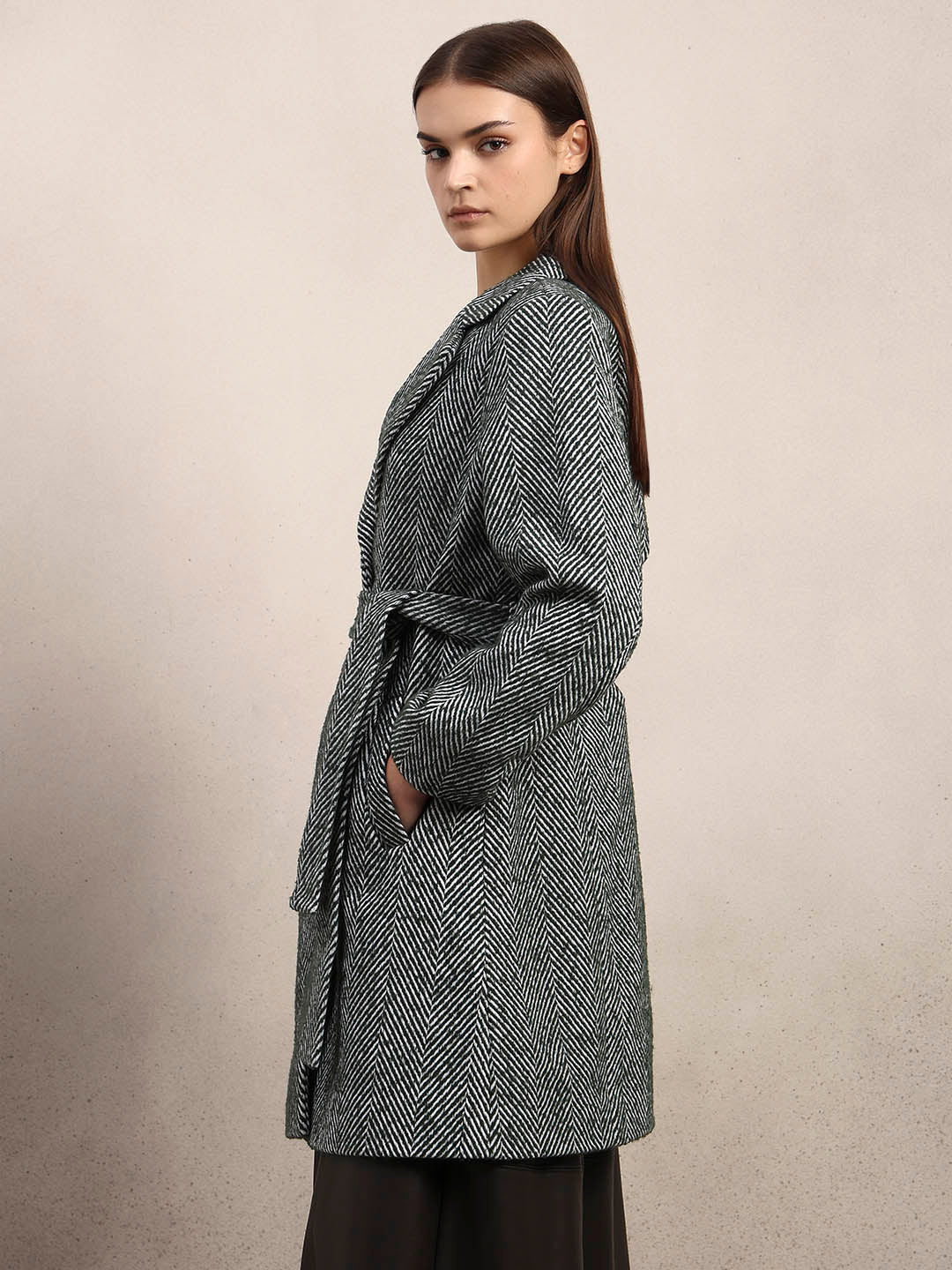 Herringbone Belted Coat - Image 3