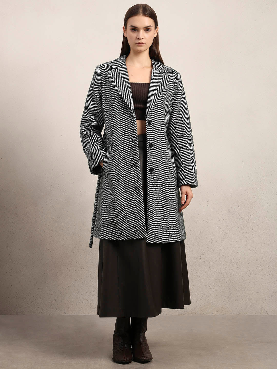 Herringbone Belted Coat - Image 5
