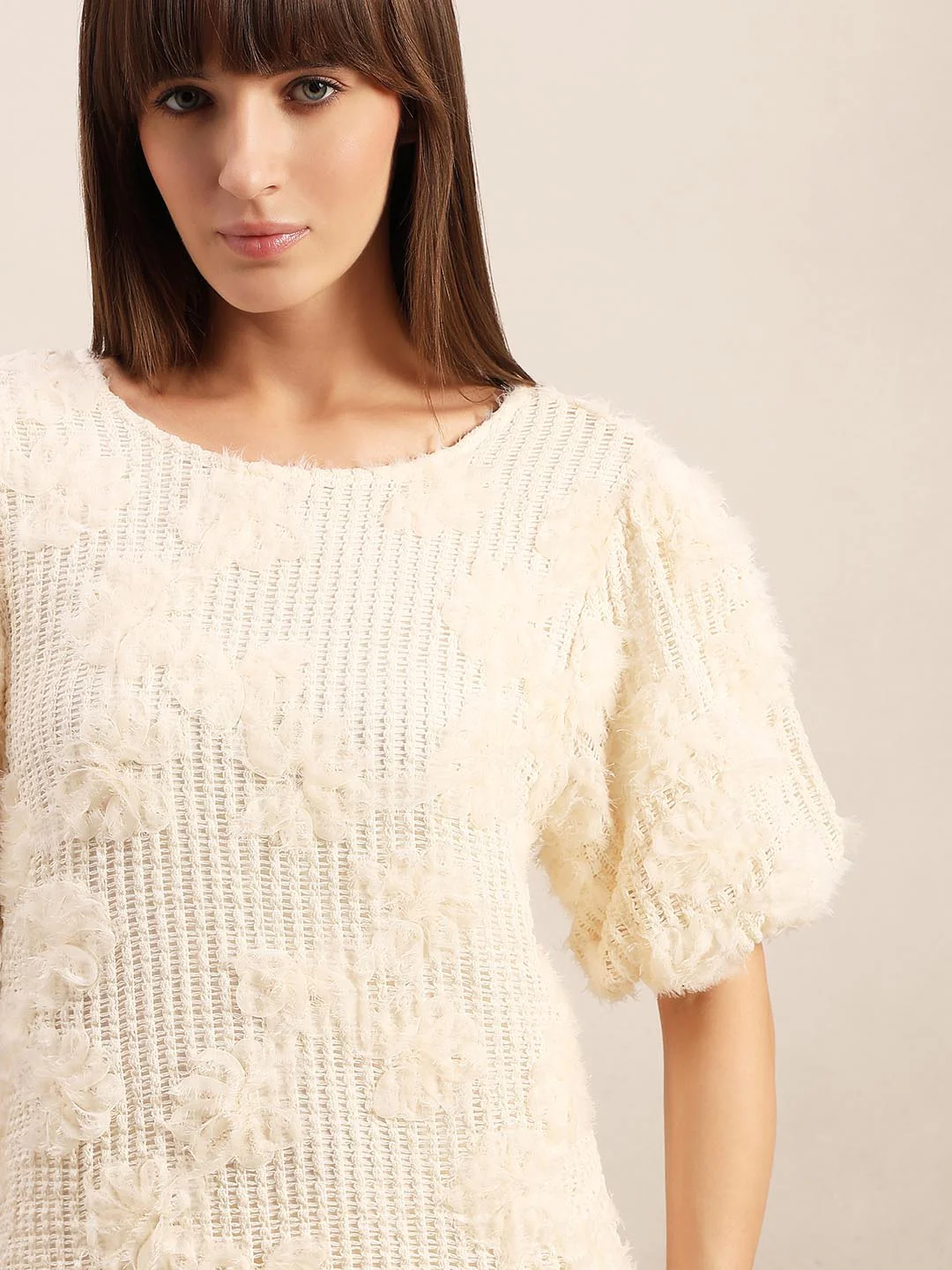 Off-White Floral Detail Short Dress - Image 6