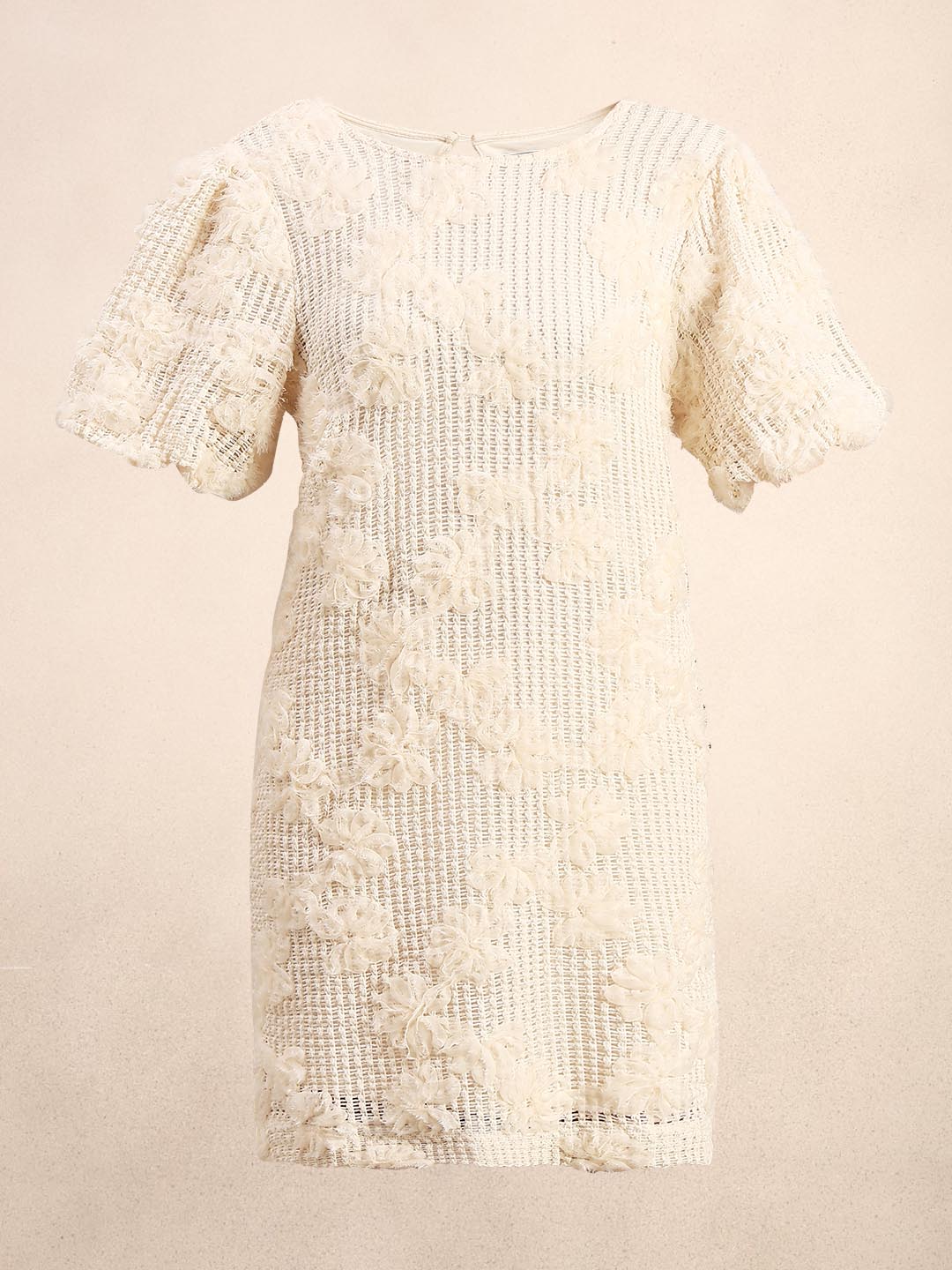 Off-White Floral Detail Short Dress - Image 7