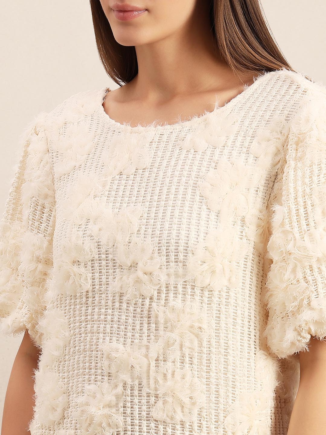 Off-White Floral Detail Short Dress - Image 8