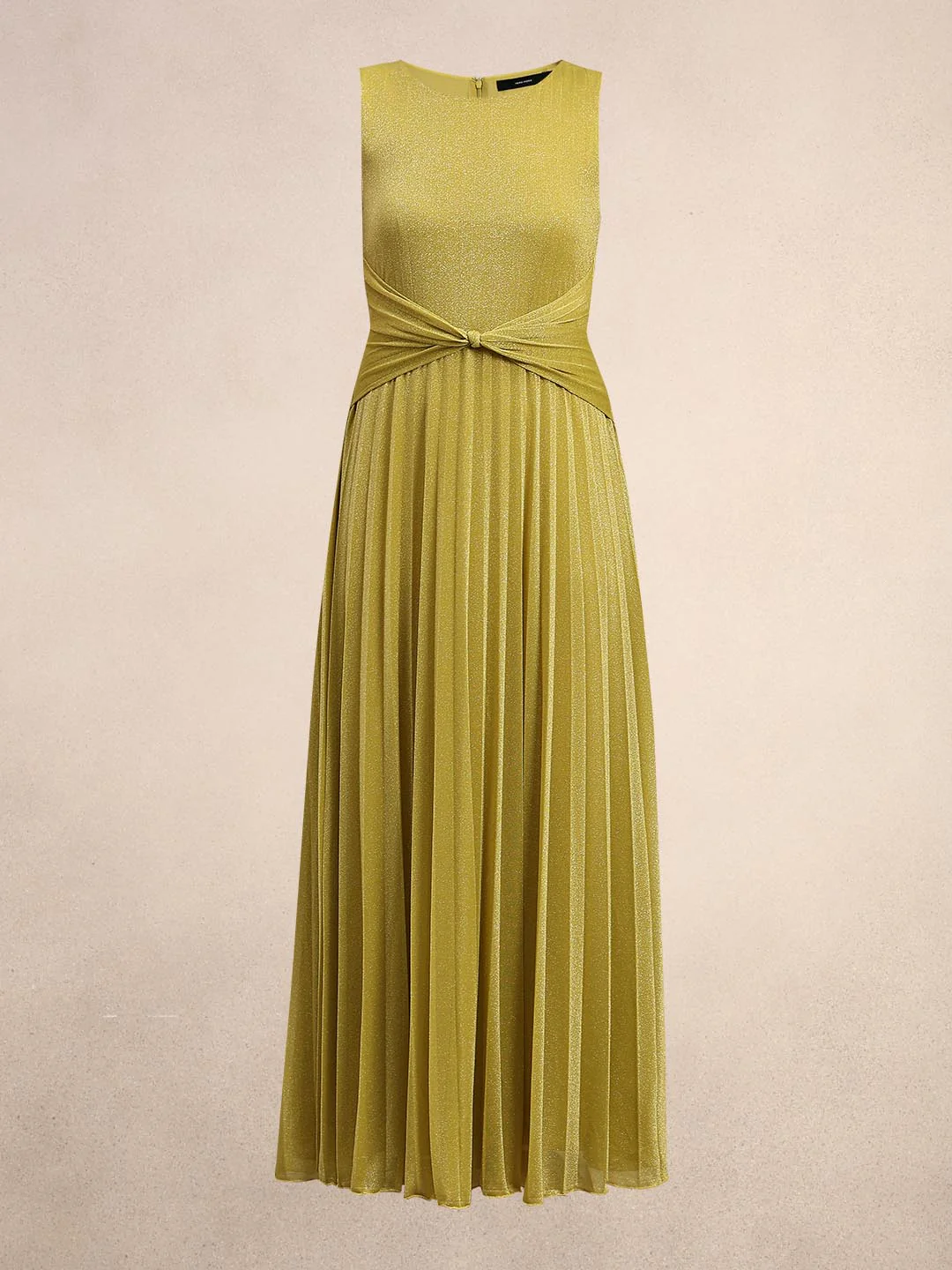 Yellow Shimmer Pleated Dress - Image 7