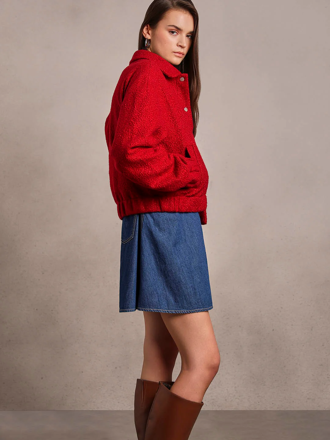 Boucle Textured Cropped Jacket