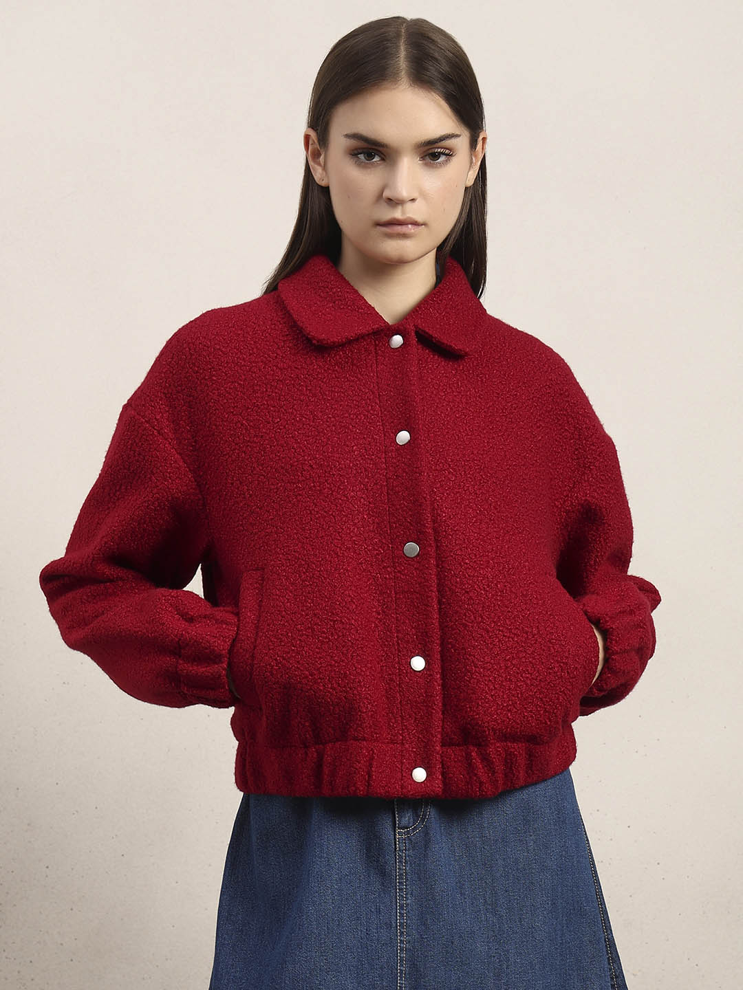 Boucle Textured Cropped Jacket - Image 2