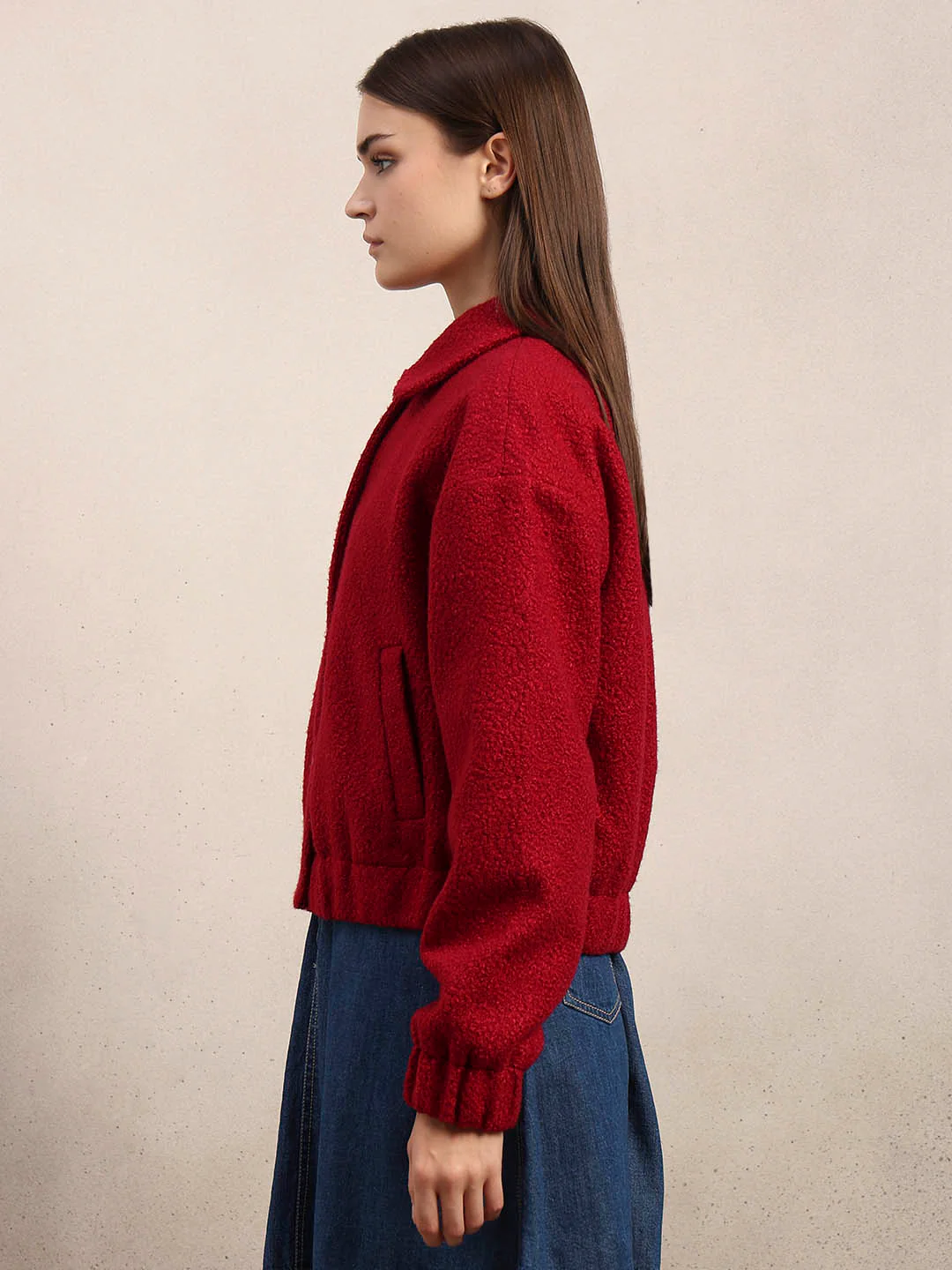 Boucle Textured Cropped Jacket - Image 3