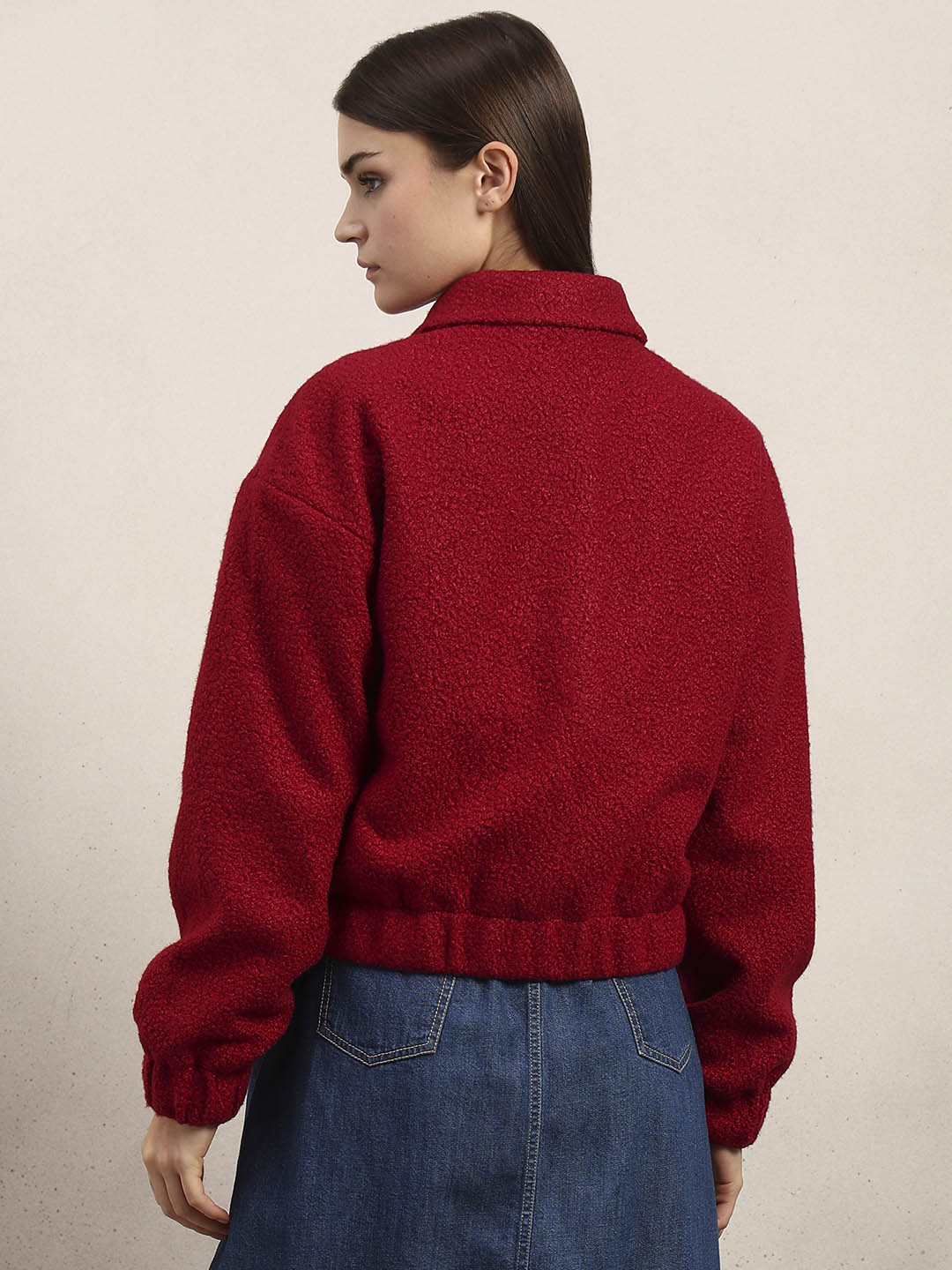 Boucle Textured Cropped Jacket - Image 4