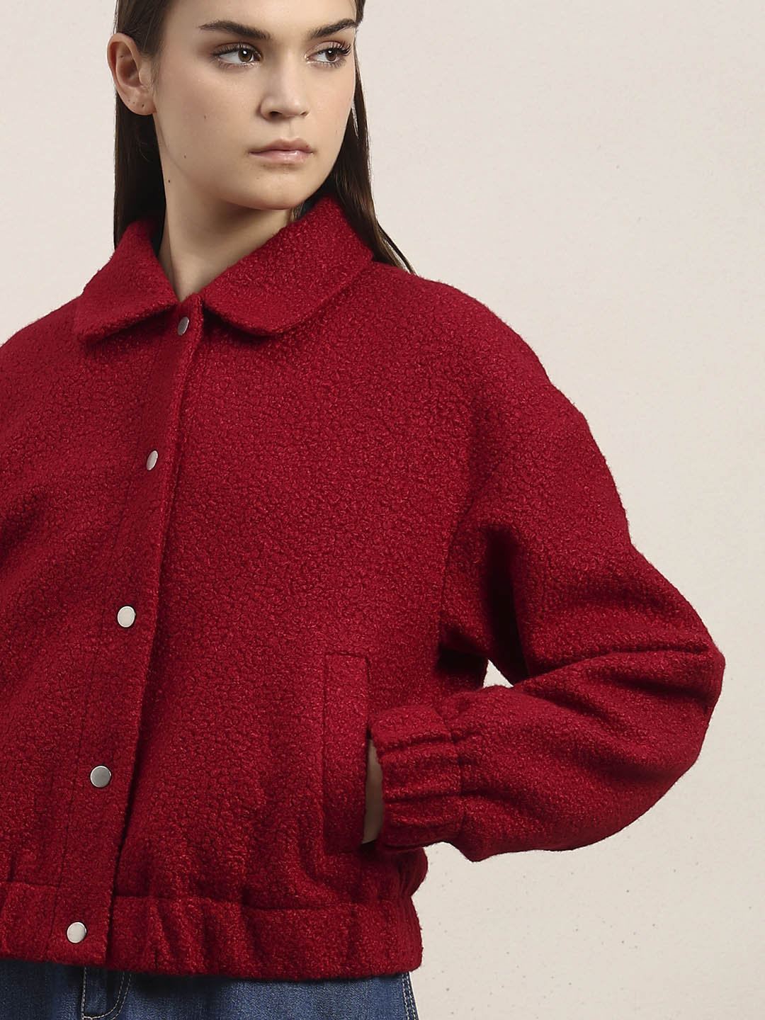 Boucle Textured Cropped Jacket - Image 6