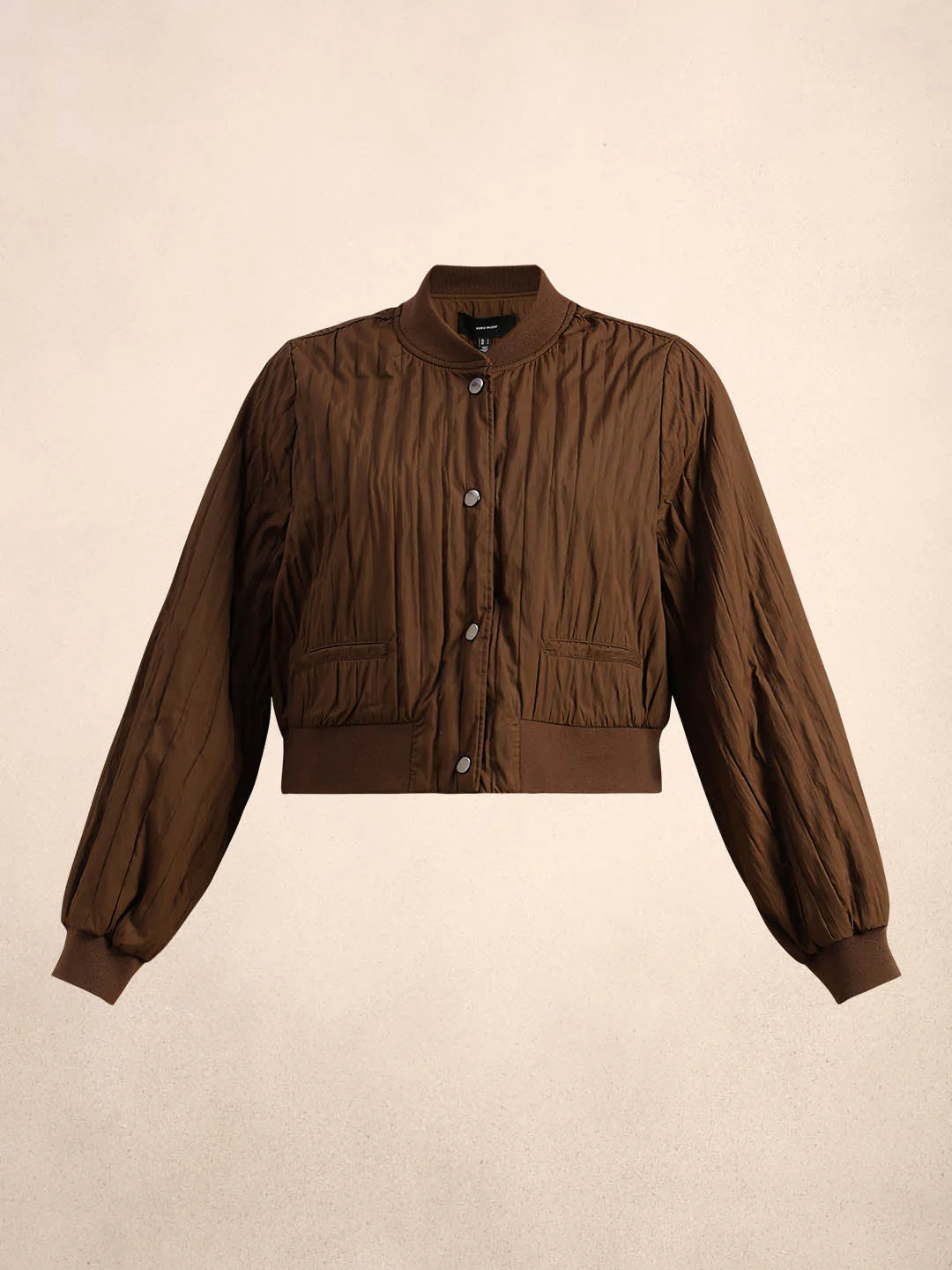 Dark Brown Quilted Bomber JACKET - Image 7