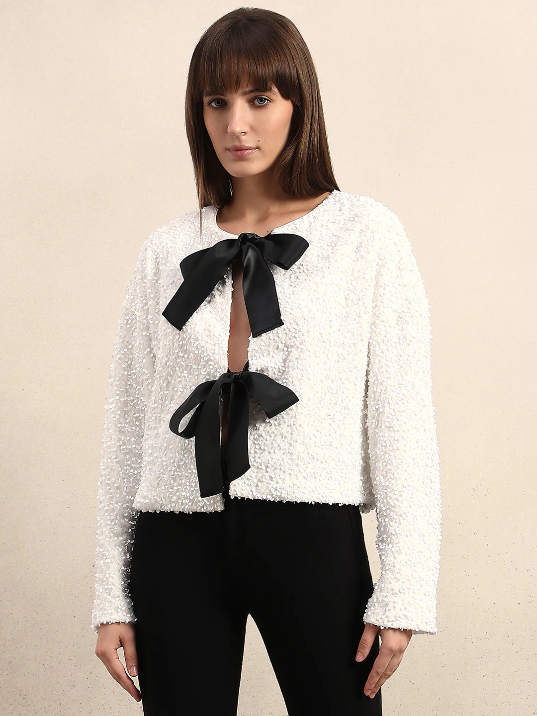 Oversized Bow Detail JACKET - Image 2
