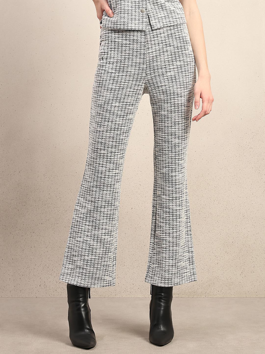 Grey High Rise Bootcut Knit Pants - Image 2