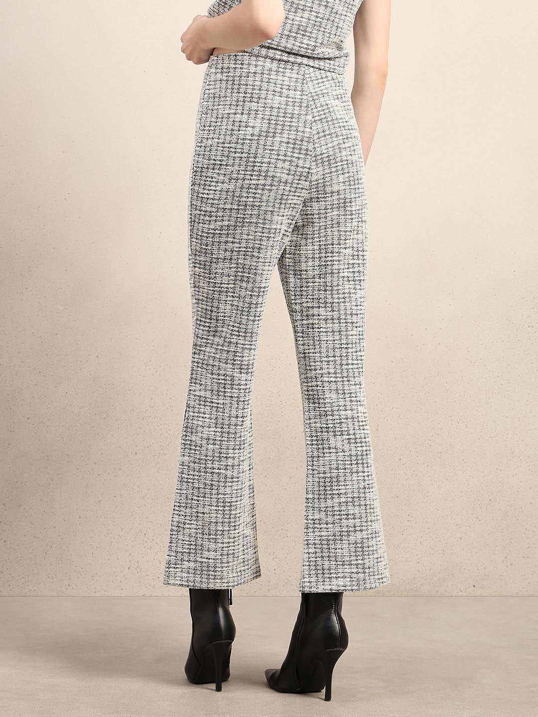 Grey High Rise Bootcut Knit Pants - Image 4