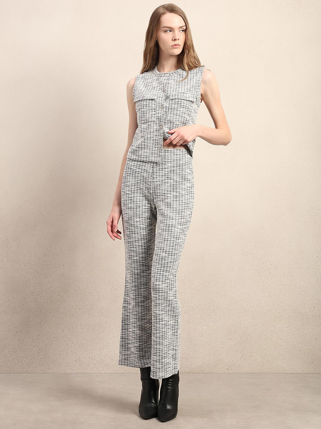 Grey High Rise Bootcut Knit Pants - Image 5
