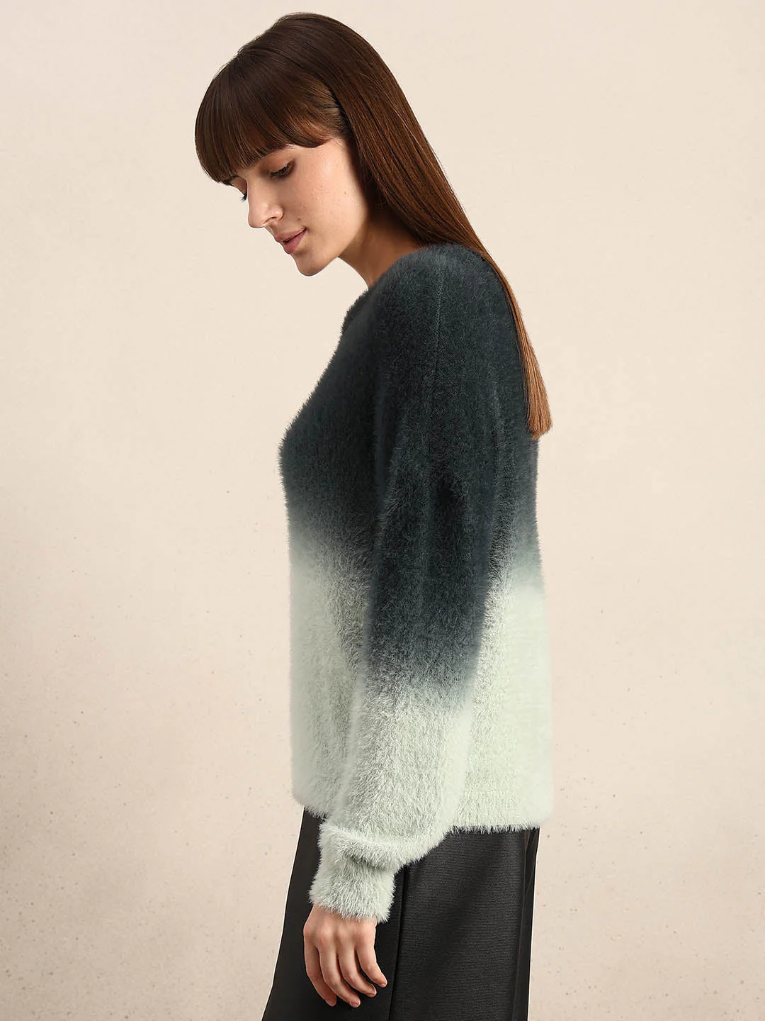 Green Gradient Fuzzy Sweater - Image 3