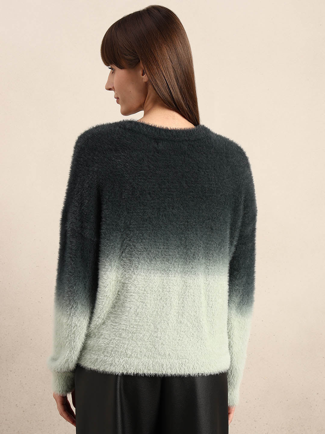 Green Gradient Fuzzy Sweater - Image 4