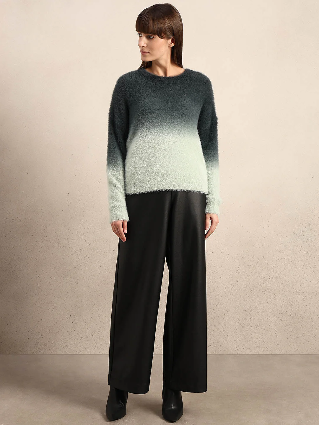 Green Gradient Fuzzy Sweater - Image 5