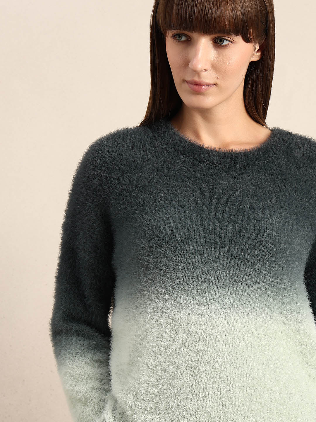 Green Gradient Fuzzy Sweater - Image 6