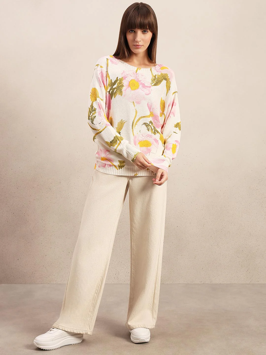 White Floral Print Pullover - Image 5