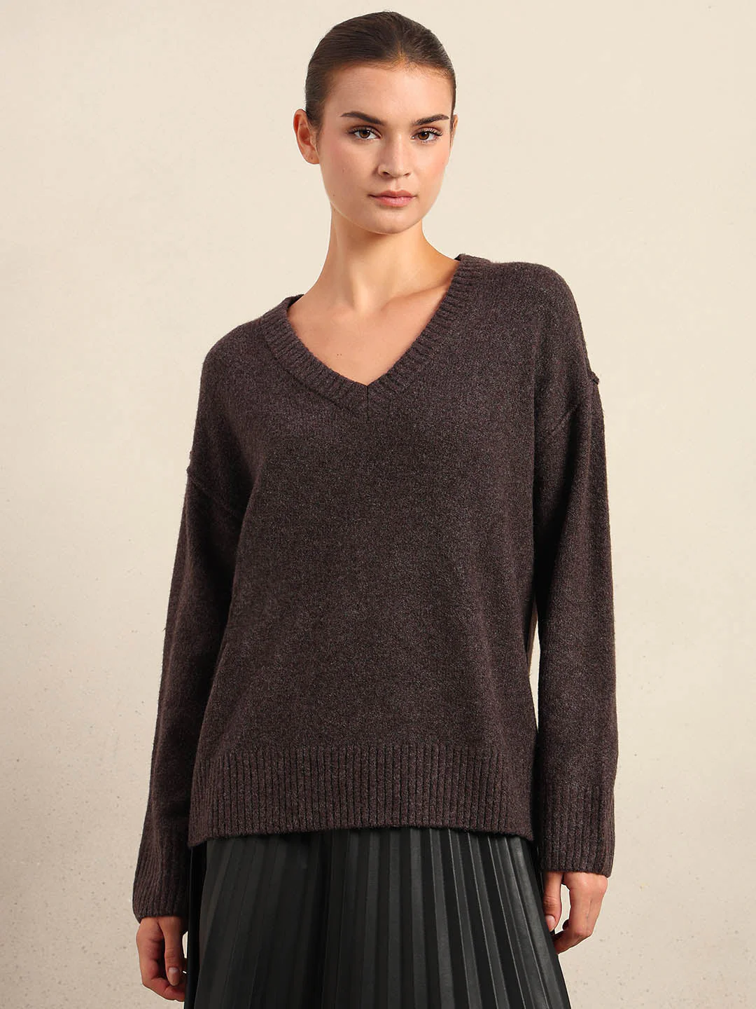 Deep Brown V-Neck Pullover - Image 2