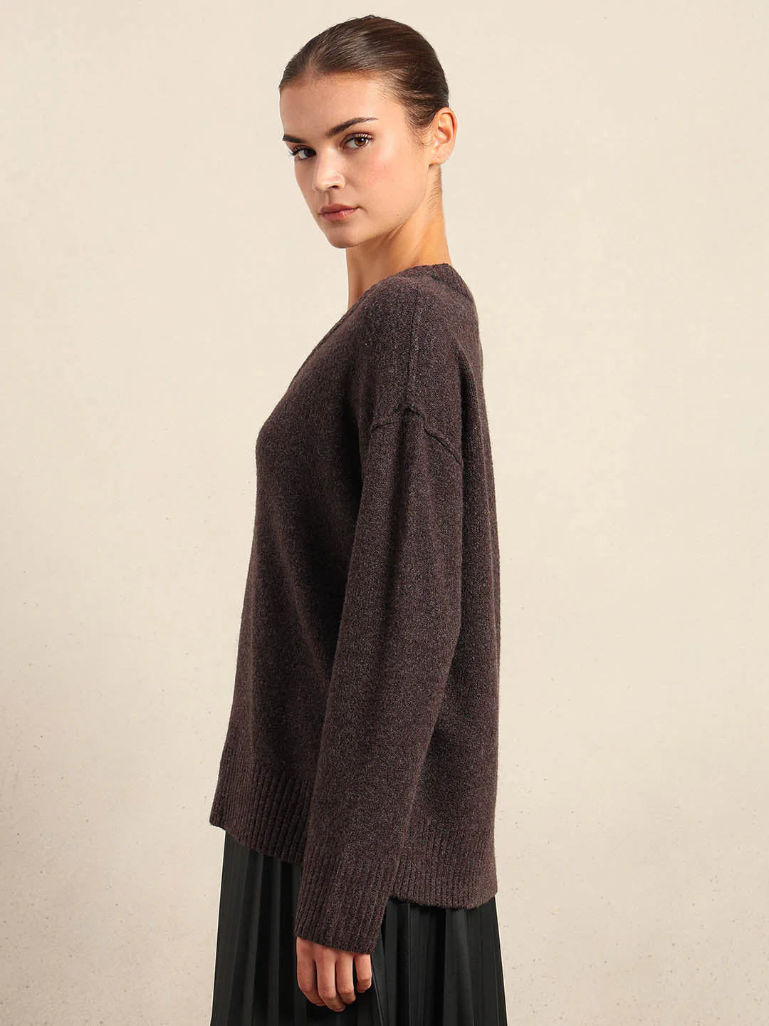 Deep Brown V-Neck Pullover - Image 3