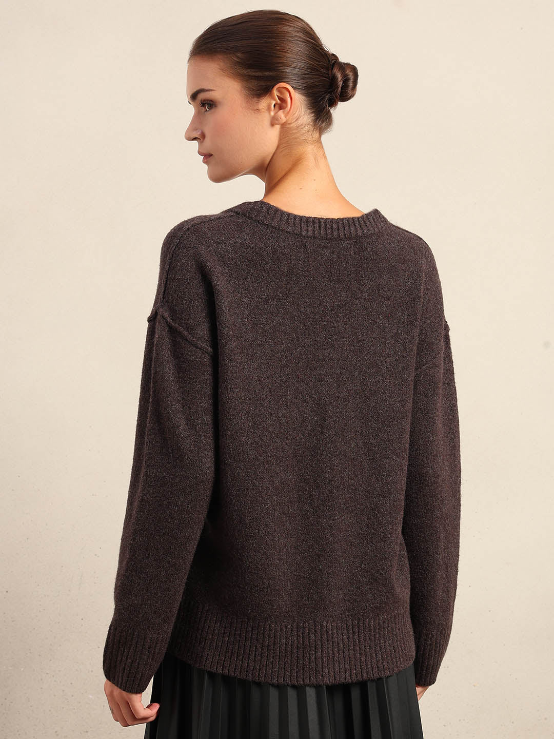 Deep Brown V-Neck Pullover - Image 4