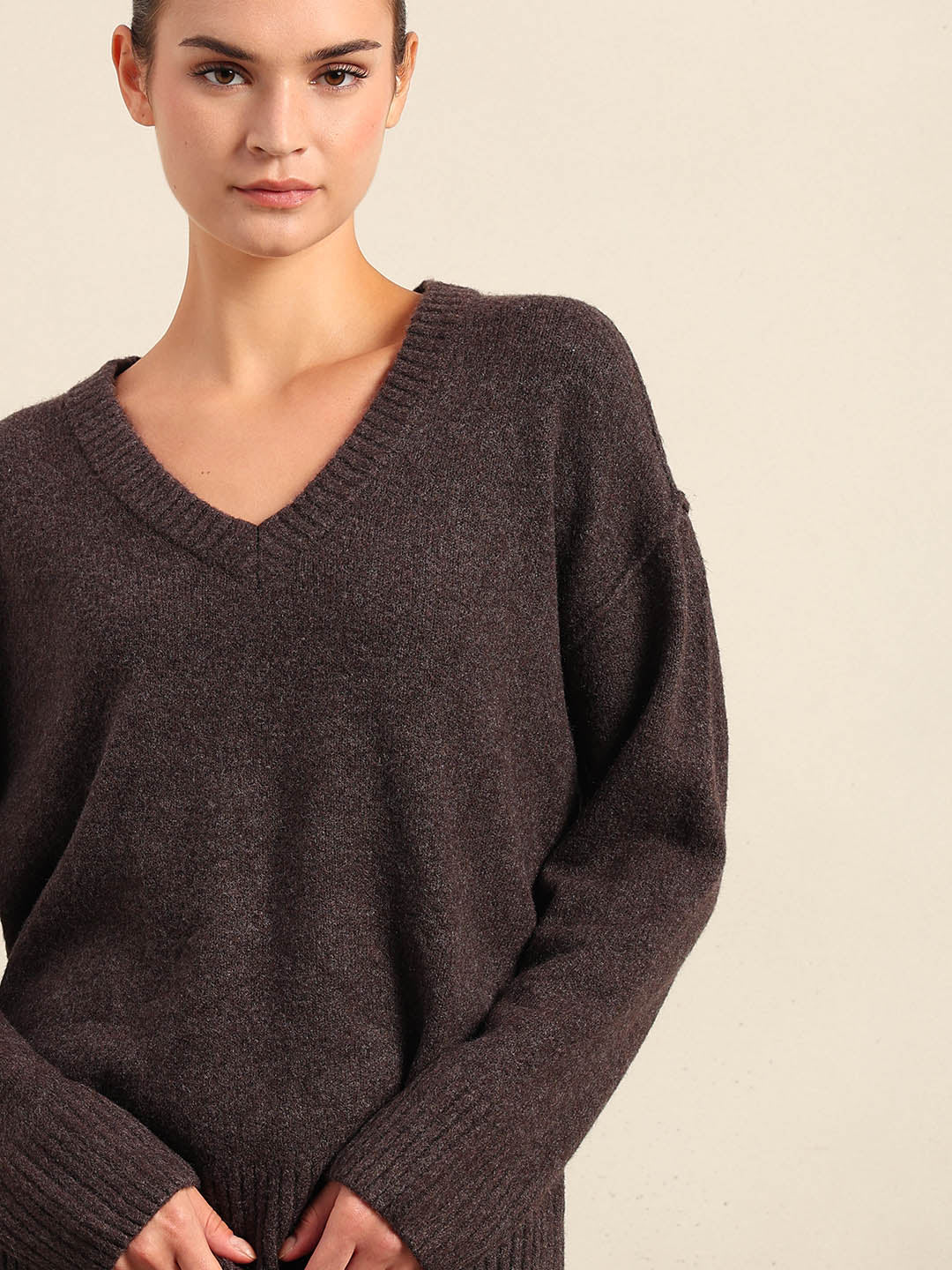 Deep Brown V-Neck Pullover - Image 6