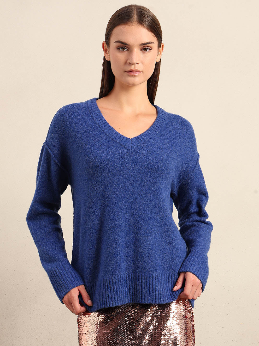 Dark Blue V-Neck Pullover - Image 2