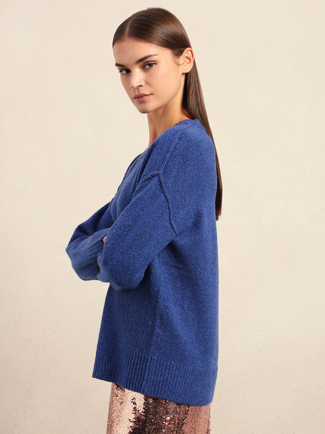 Dark Blue V-Neck Pullover - Image 3