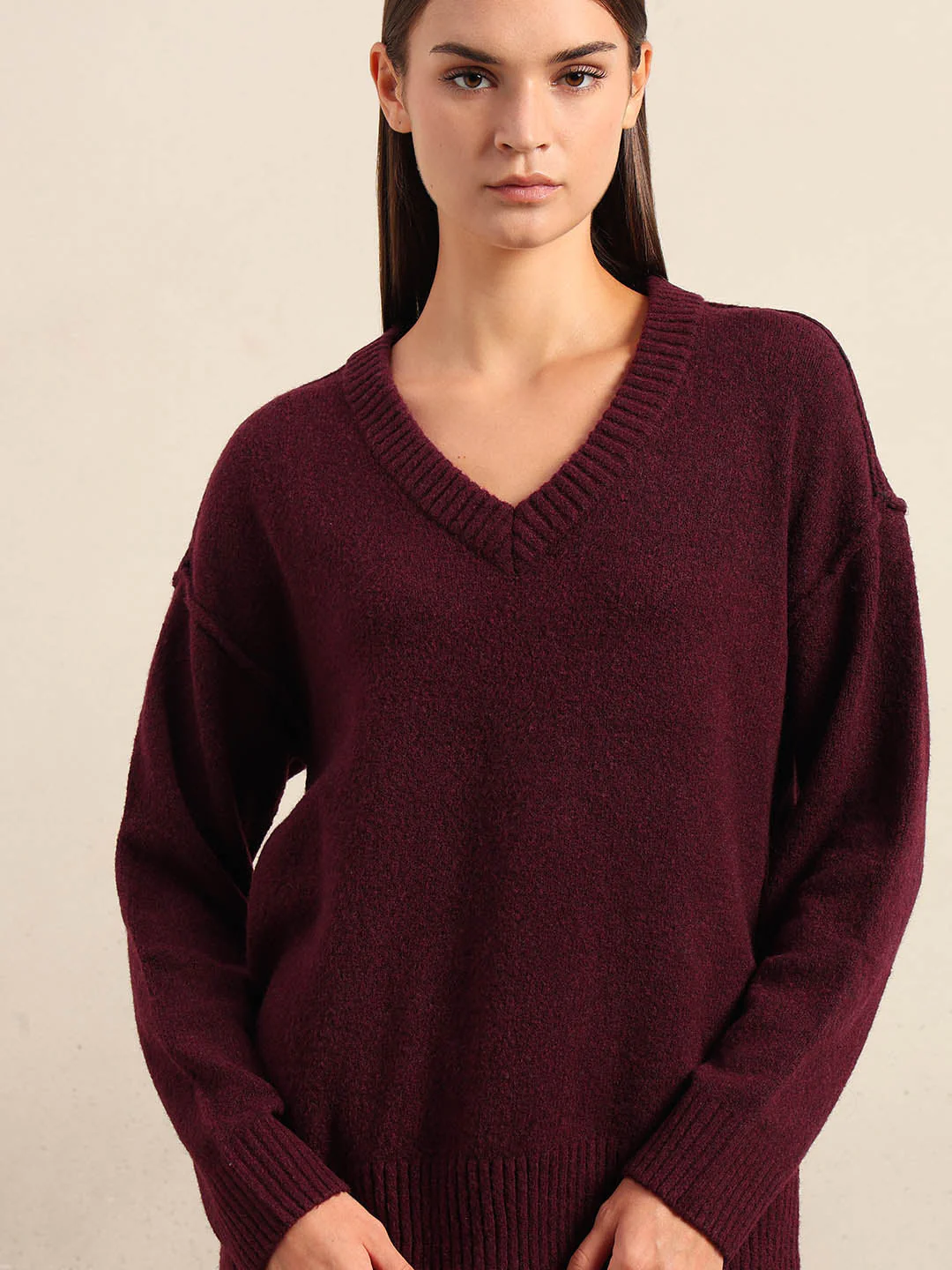 Deep Maroon V-Neck Pullover - Image 6