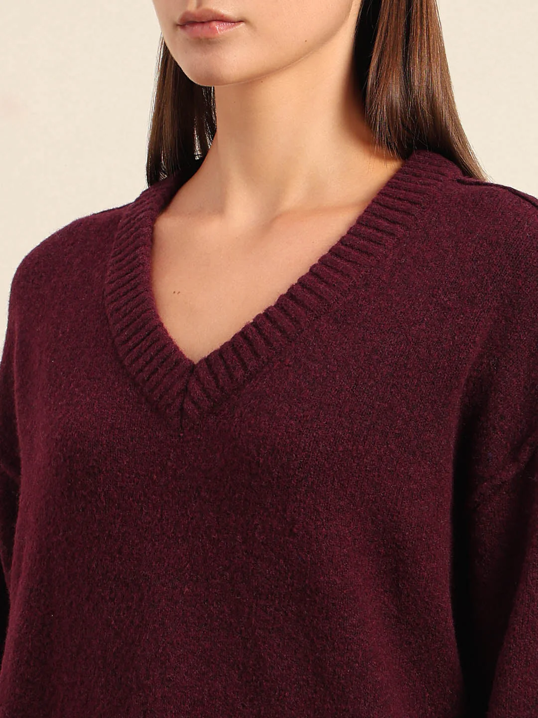 Deep Maroon V-Neck Pullover - Image 8