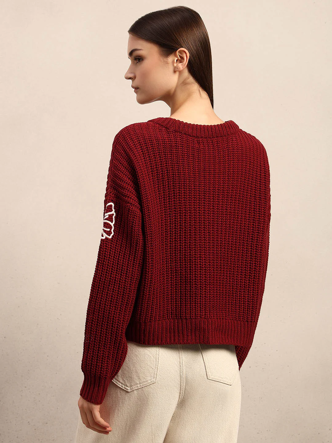 Red Floral Embroidered Pullover - Image 4