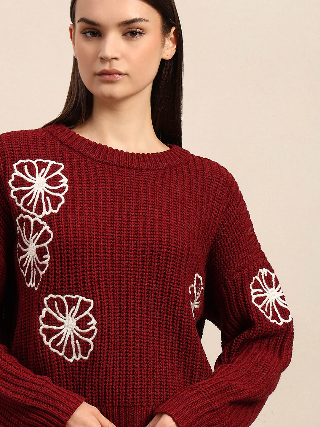 Red Floral Embroidered Pullover - Image 6