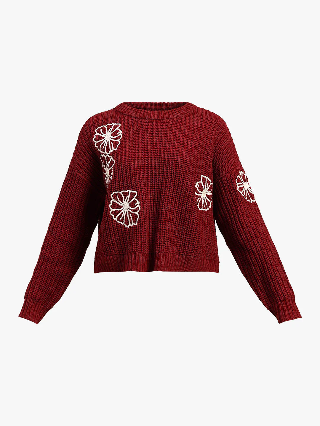 Red Floral Embroidered Pullover - Image 7