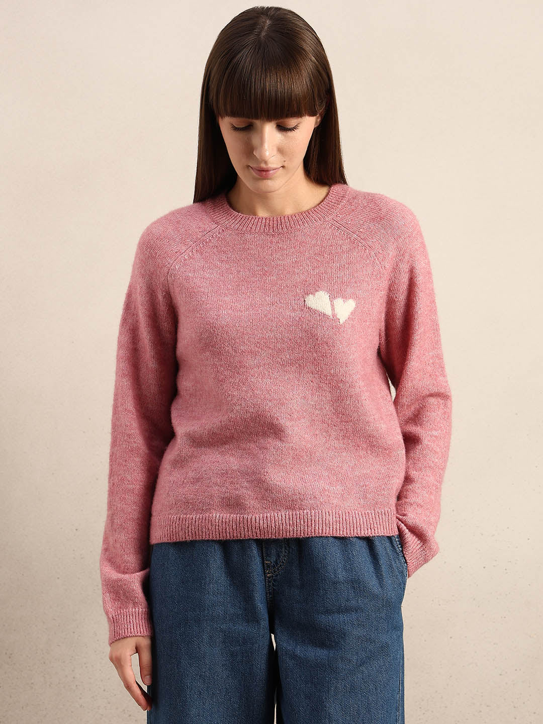Heart Print O-Neck Pullover - Image 2