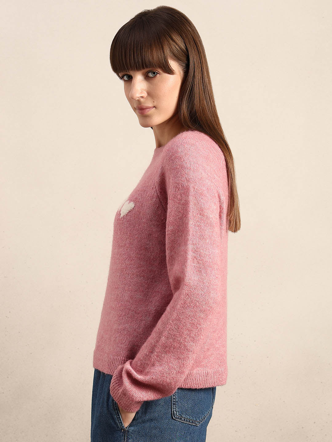 Heart Print O-Neck Pullover - Image 3