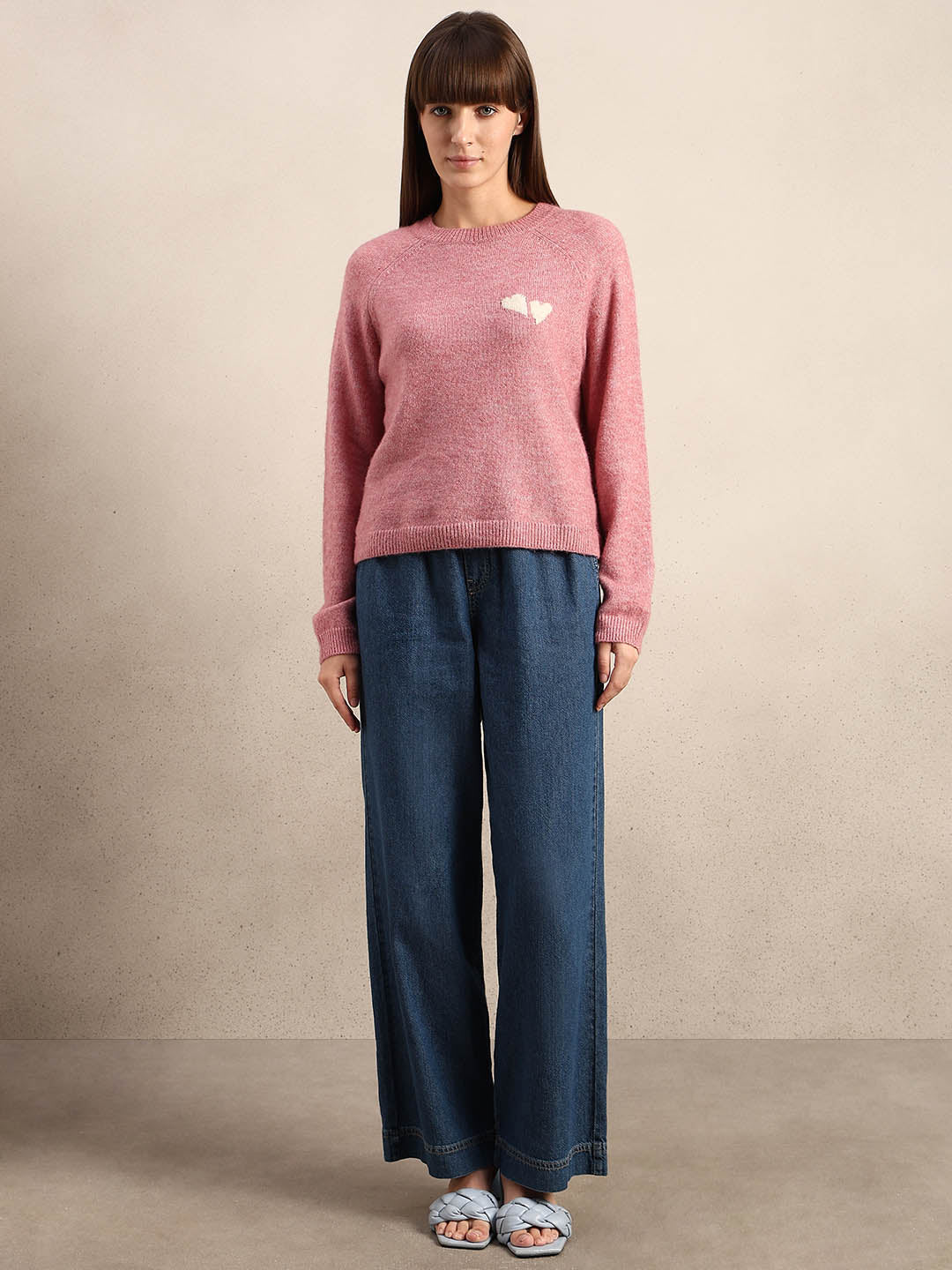 Heart Print O-Neck Pullover - Image 5