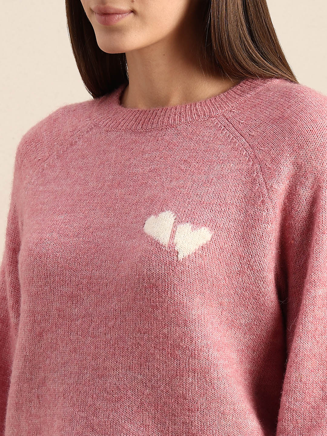 Heart Print O-Neck Pullover - Image 8