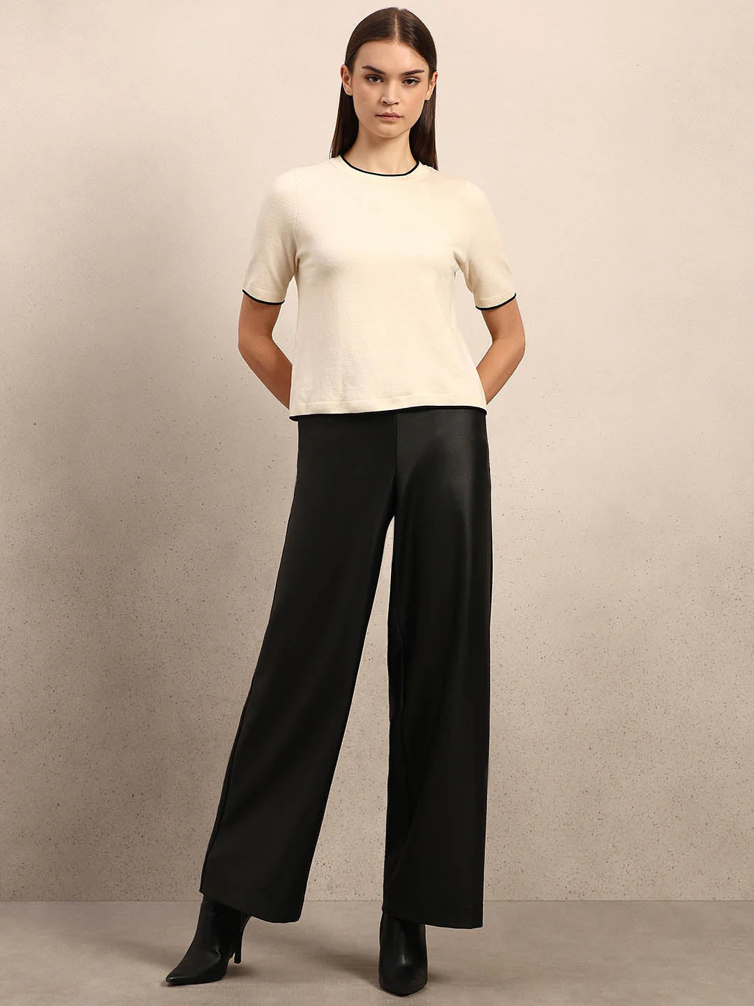 Short Sleeves O-Neck Pullover - Off-White - Image 5