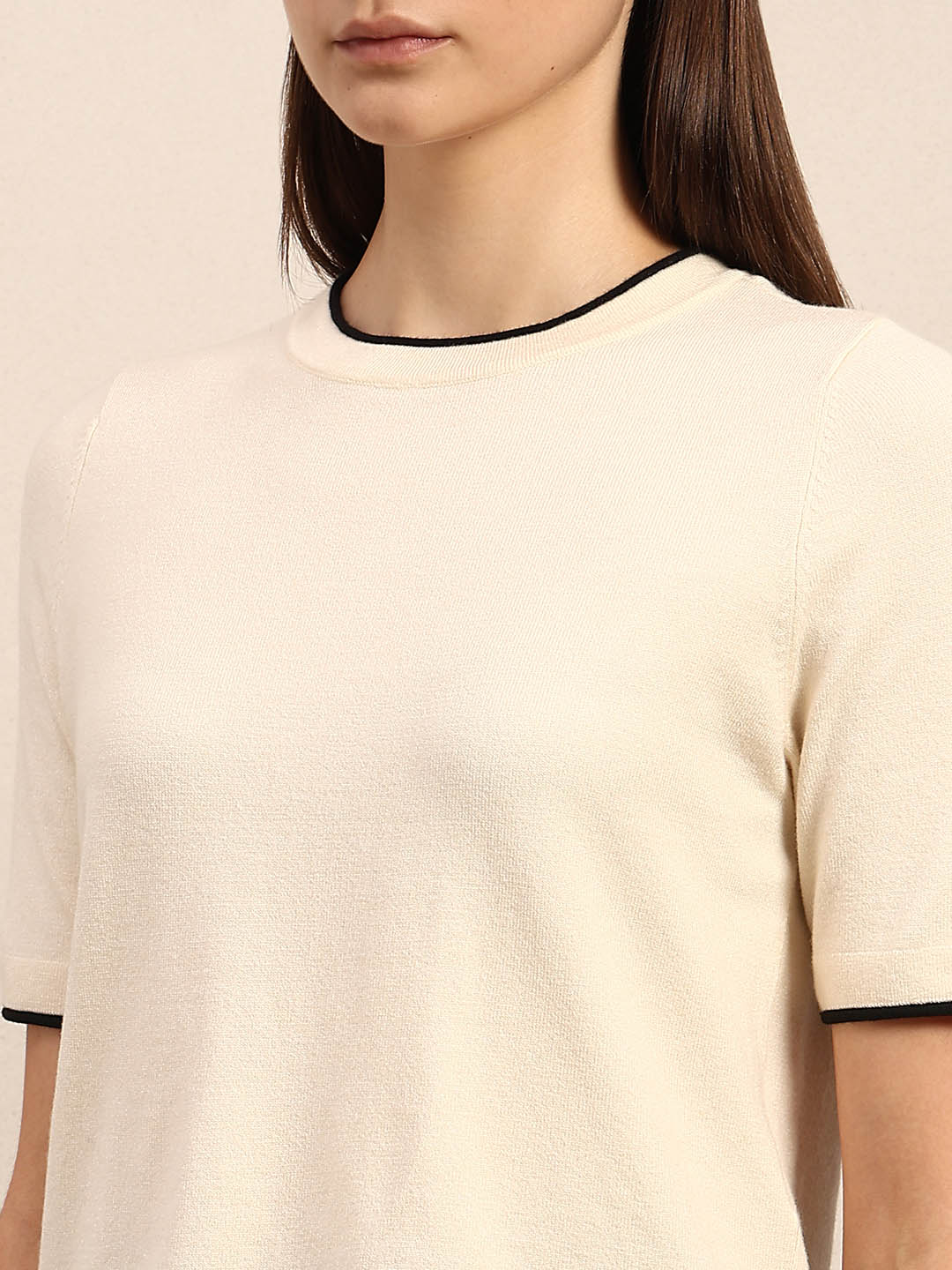 Short Sleeves O-Neck Pullover - Off-White - Image 8