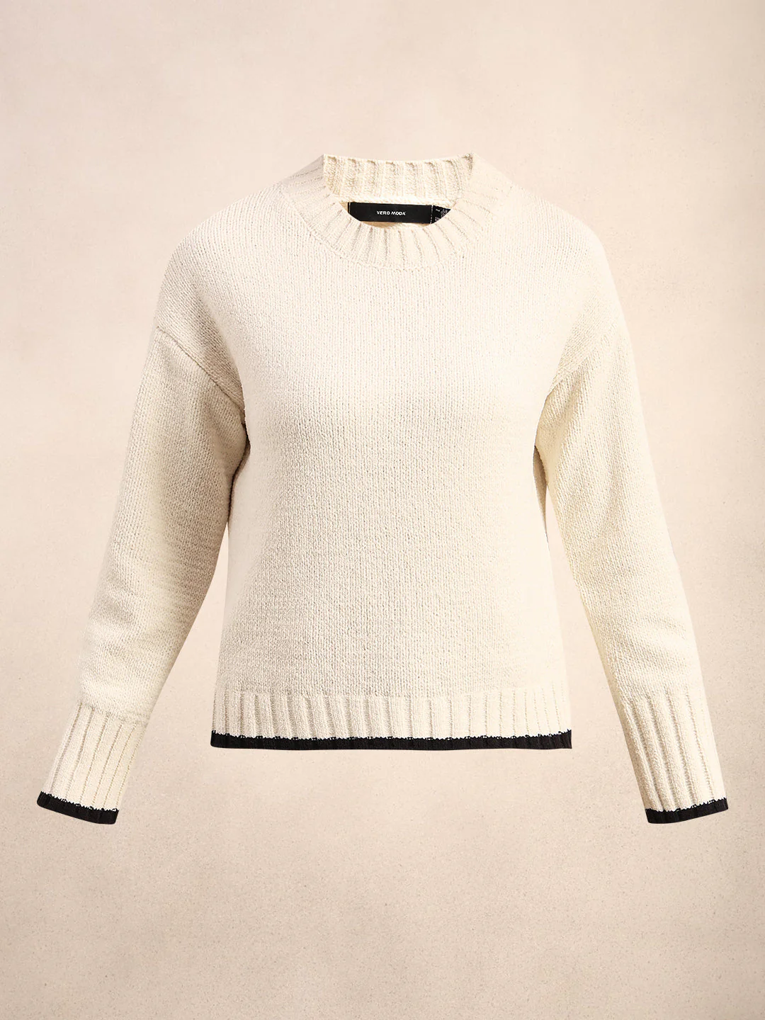 O-Neck Contrast Hem Pullover - Image 7