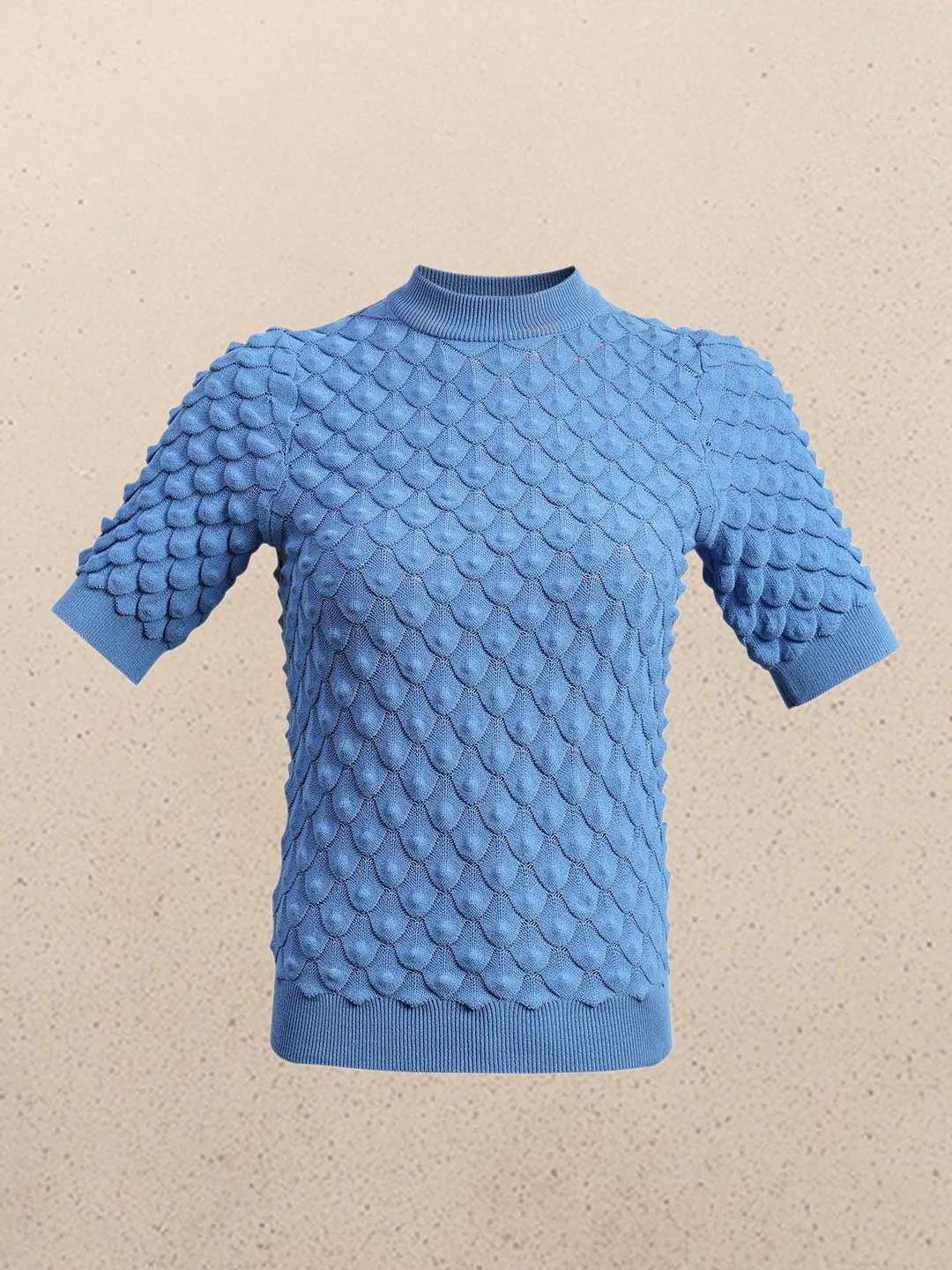 Blue Textured Knitted Top - Image 7