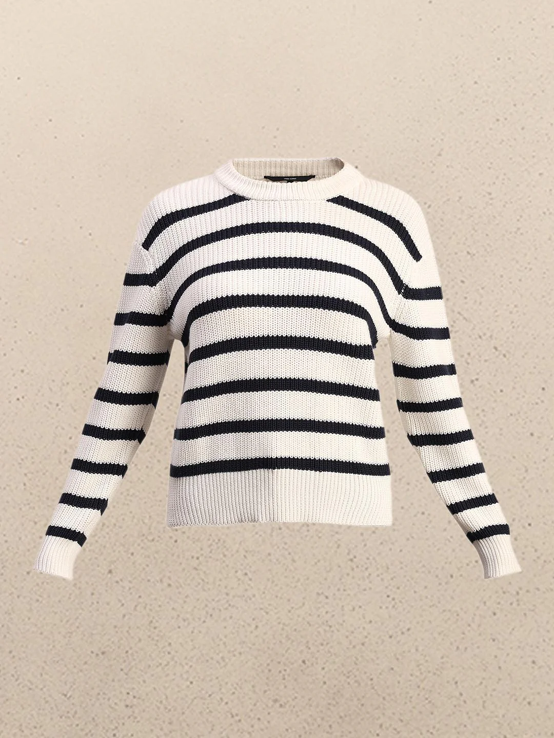 Ecru Striped O-Neck Pullover - Image 7