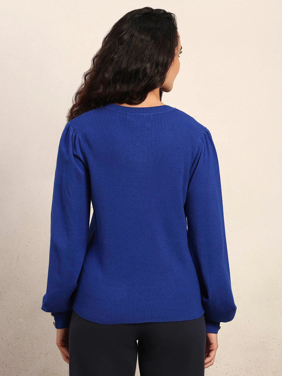 Royal Blue O-Neck Pullover - Image 4
