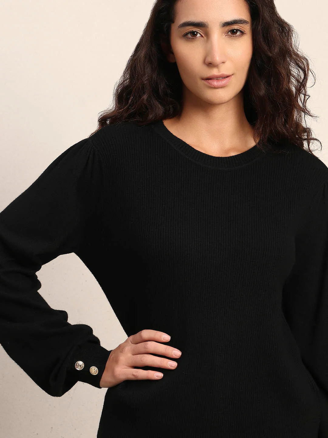 Ribbed Knit O-Neck Pullover - Image 6