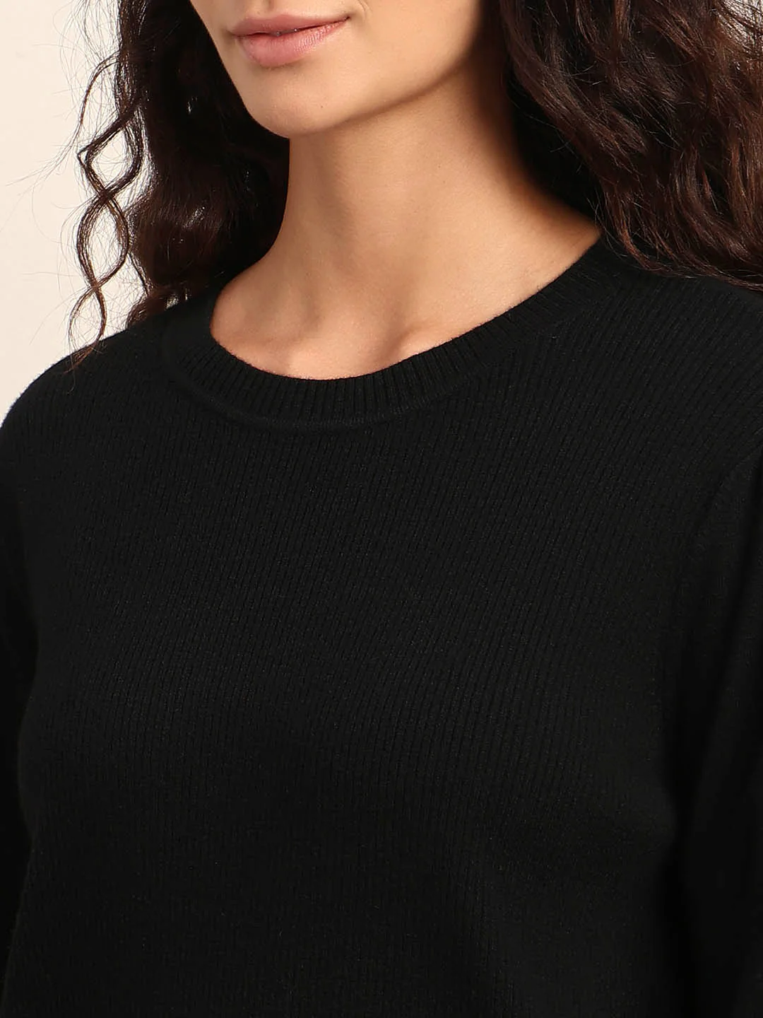 Ribbed Knit O-Neck Pullover - Image 8