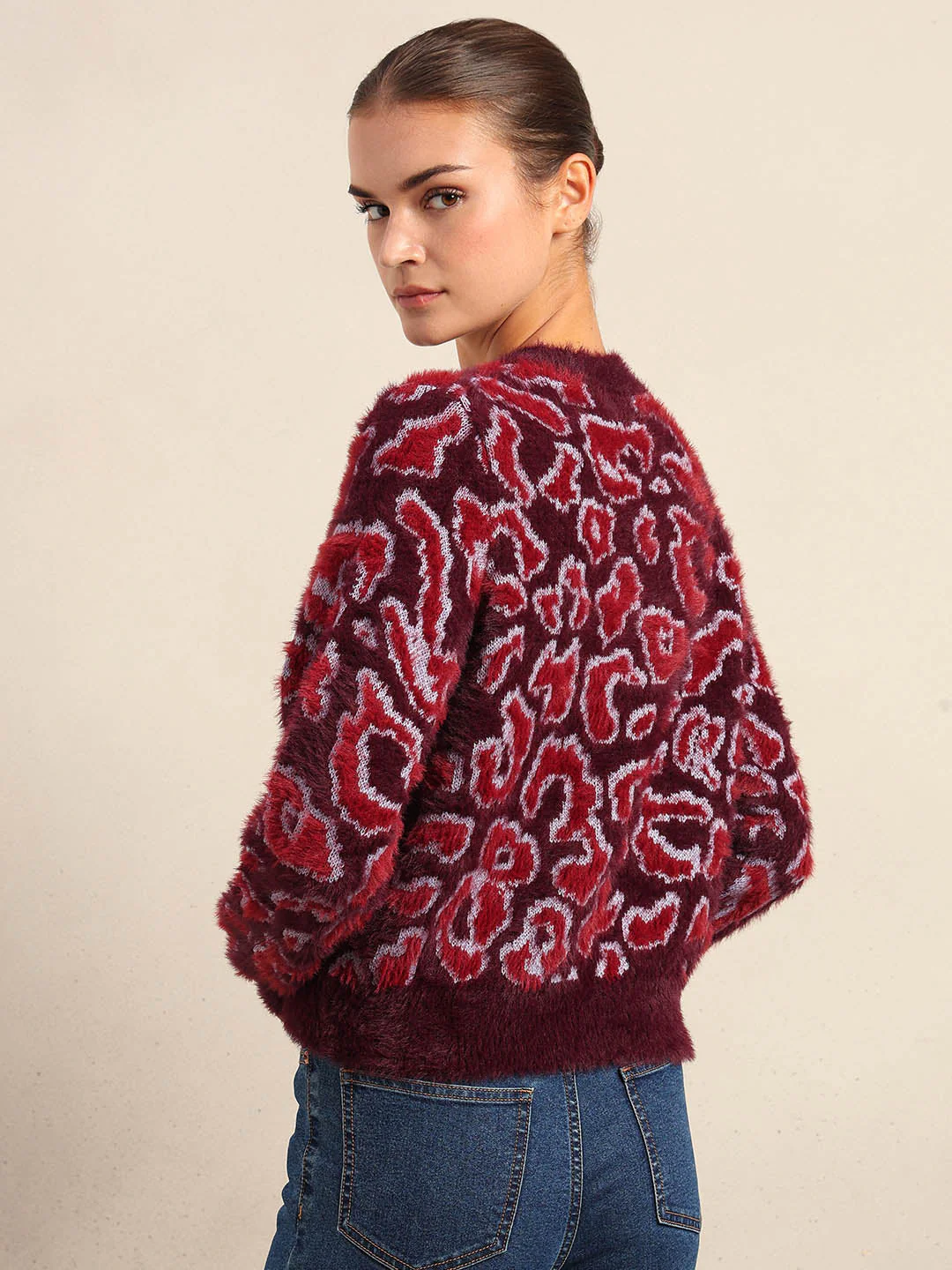 Red & Pink Animal Print Pullover - Image 4