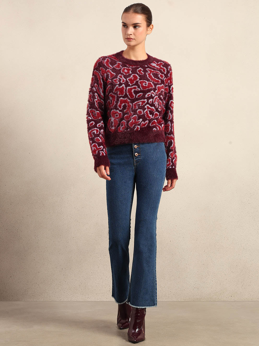 Red & Pink Animal Print Pullover - Image 5