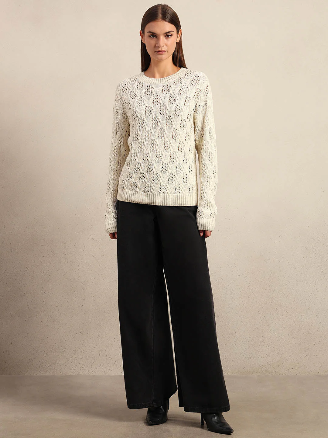 Ivory Lace Knit Pullover - Image 5