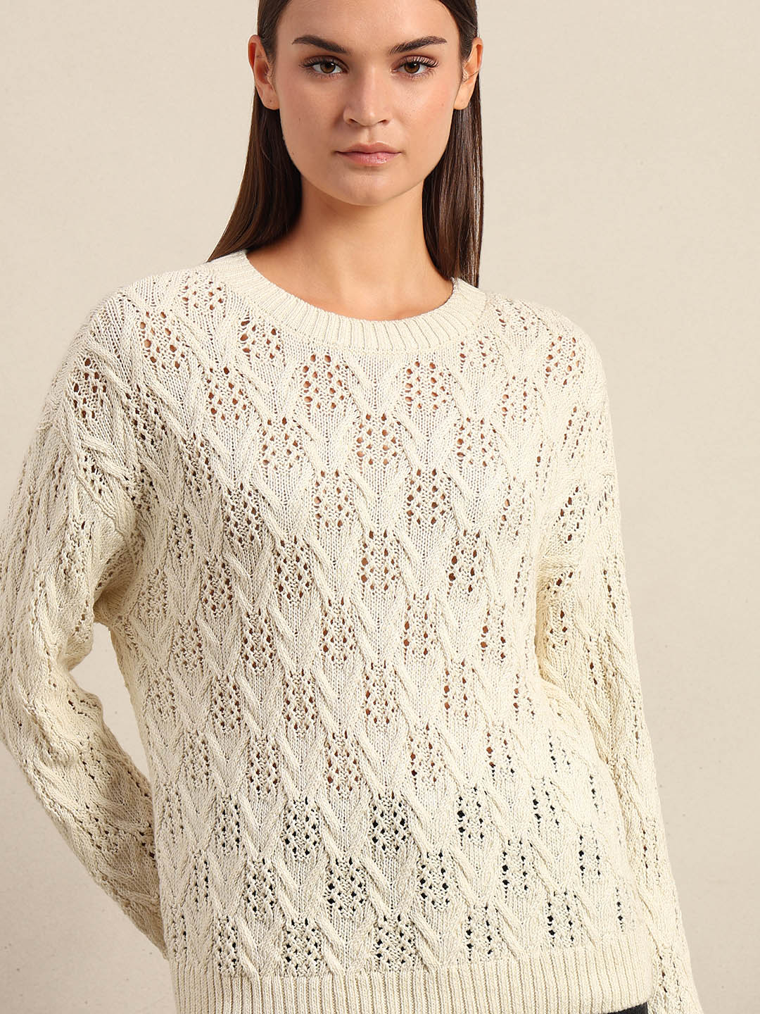 Ivory Lace Knit Pullover - Image 6